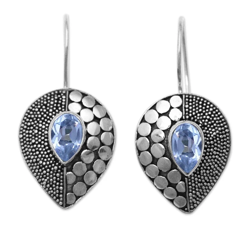 Bendable stone earrings-NOVICA Azure Sincerity, Blue topaz drop earrings - 1.2*0.8