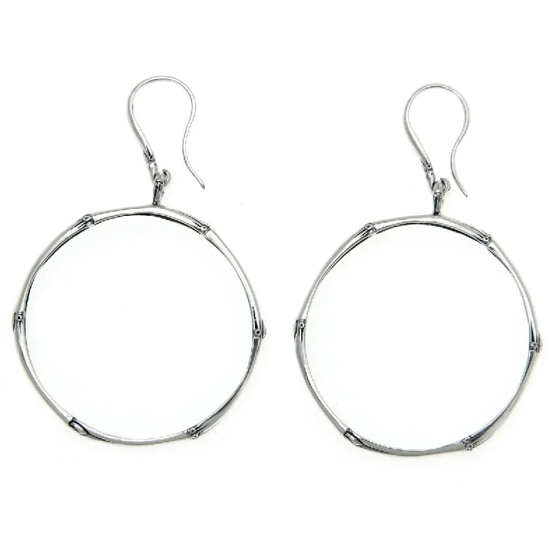 Scored hoop earrings-NOVICA Bamboo Circle, Sterling silver dangle earrings - 1.7