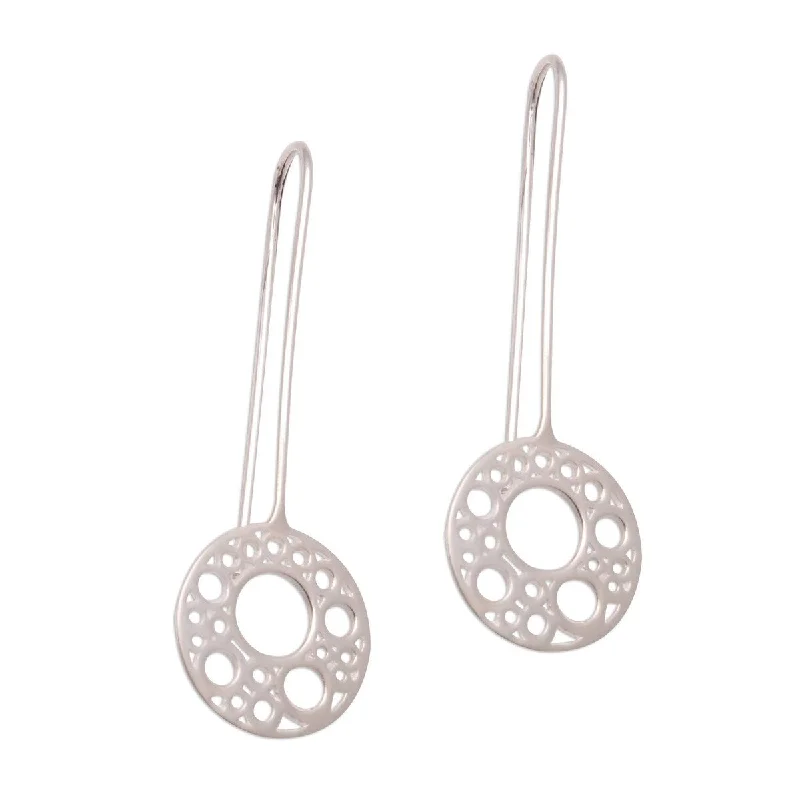 Pocked earrings-NOVICA Circular Patterns, Sterling silver drop earrings - 1.6*0.6