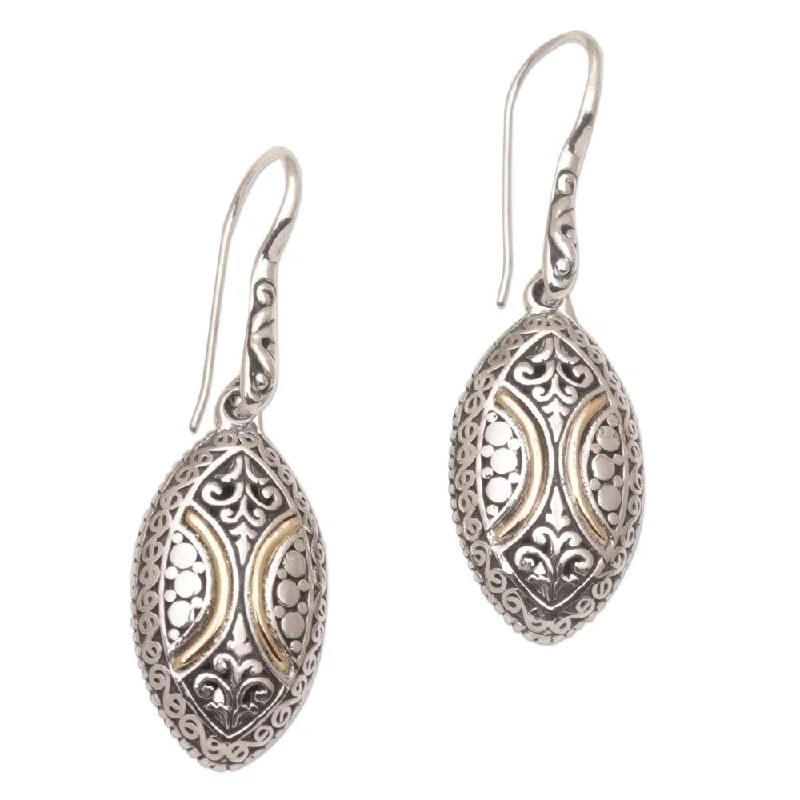 Bent gem earrings-NOVICA Handmade Gold Accented Sterling Silver Palatial Eternity Earrings (Indonesia) - 1.8*0.5