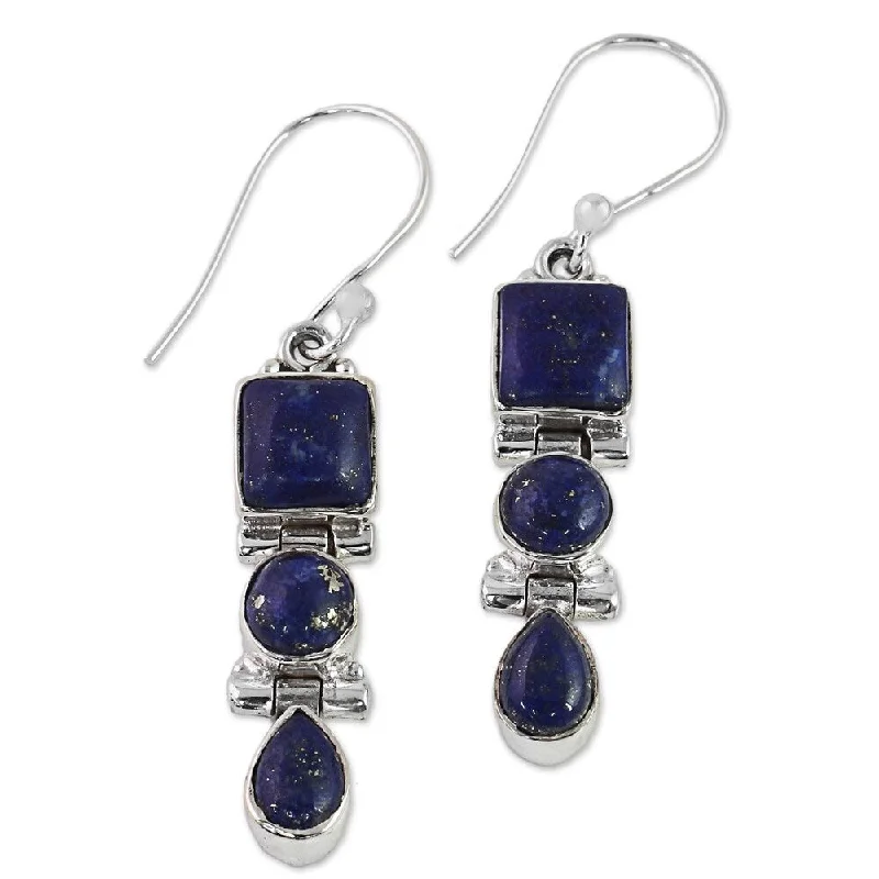 Satin cobalt earrings-NOVICA Handmade Royal Blue Glamour Sterling Silver Lapis Lazuli Earrings (India) - 1.8*0.3