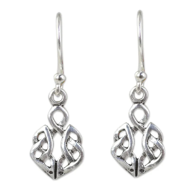 Leafy cluster earrings-NOVICA Handmade Sterling Silver Celtic Dara Knot Earrings (Thailand) - 1.1*0.4