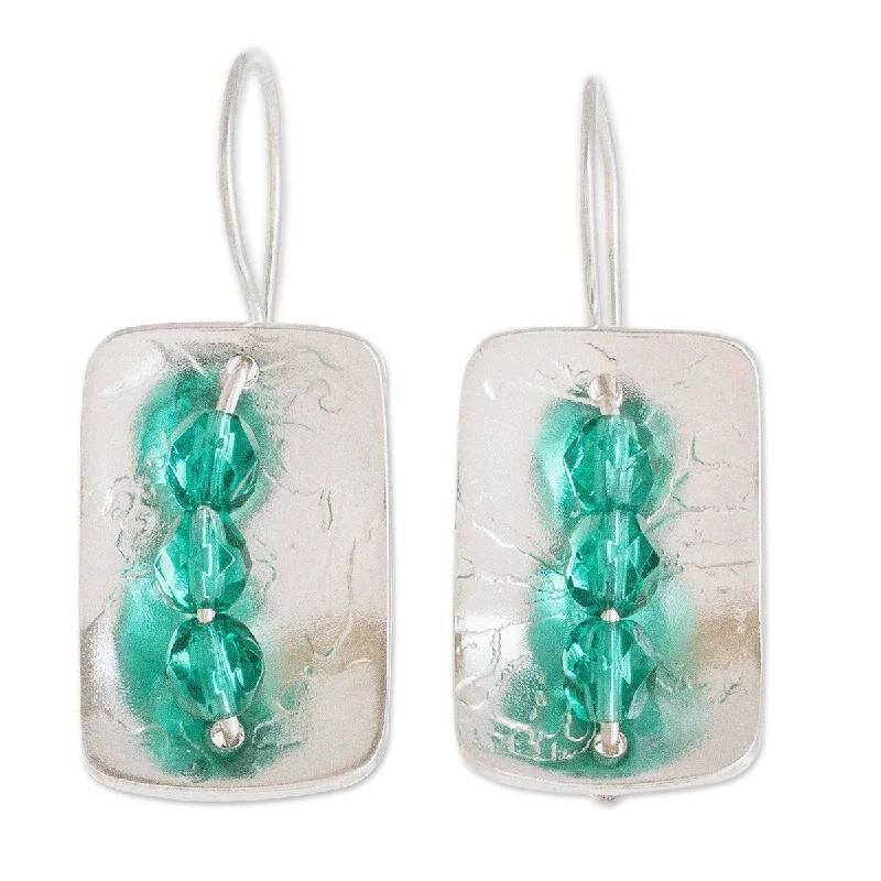 Sharp gem earrings-NOVICA Verdant Shimmer, Sterling silver drop earrings - 1.2*0.5