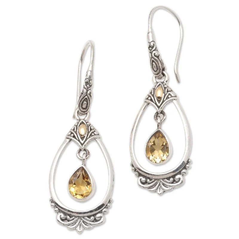 Leafy cluster earrings-NOVICA Victoriana, Gold-accented citrine dangle earrings - 2L*0.6W