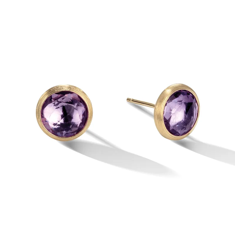 Encased stone earrings-Jaipur Amethyst Stud Earrings