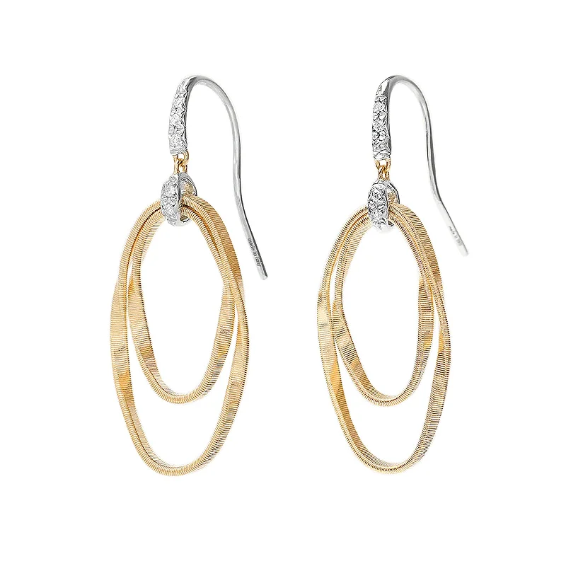 Bent gem earrings-Marrakech Onde Diamond Concentric Hook Earrings