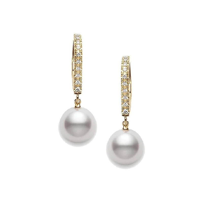 Antique topaz earrings-Akoya Cultured Pearl and Diamond Classic Earrings