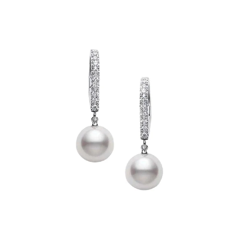 Fine braid earrings-Akoya Cultured Pearl and Diamond Classic Earrings