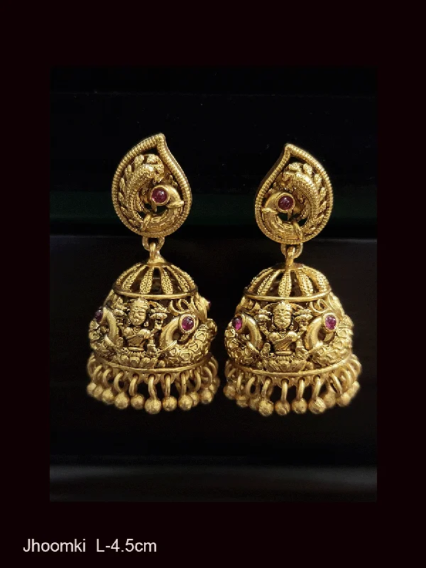 Recessed stone earrings-Peacock top with laxmiji and peacock domb jhoomki