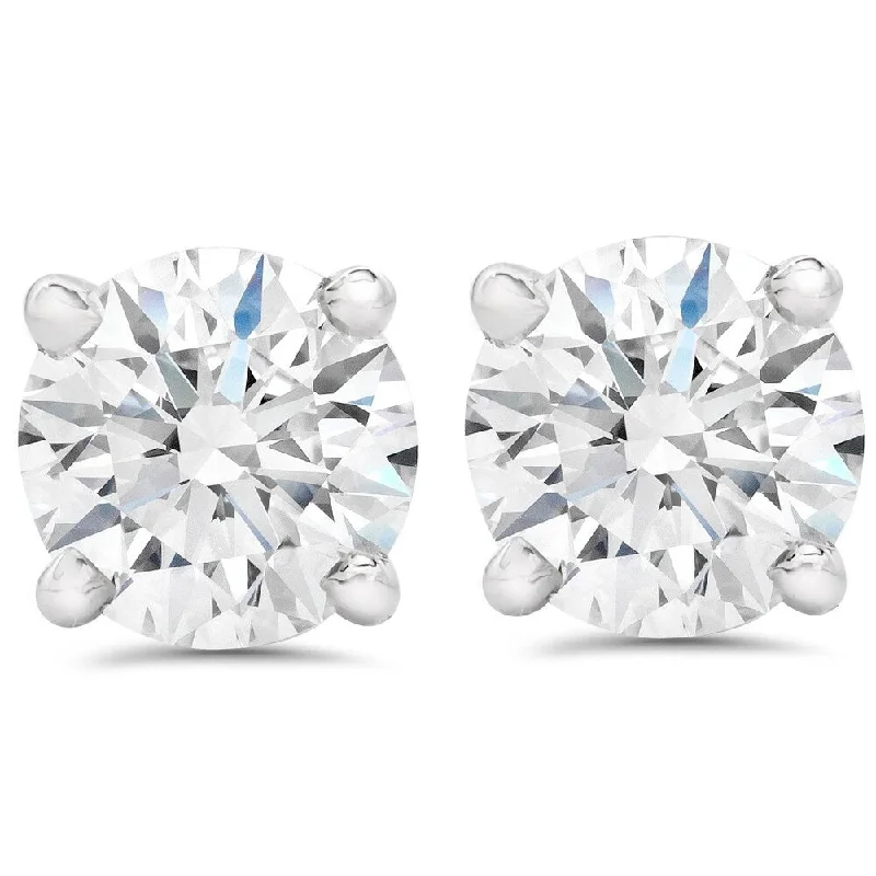 Ripple motif earrings-Platinum 1 ct TDW Diamond Screw Back Studs