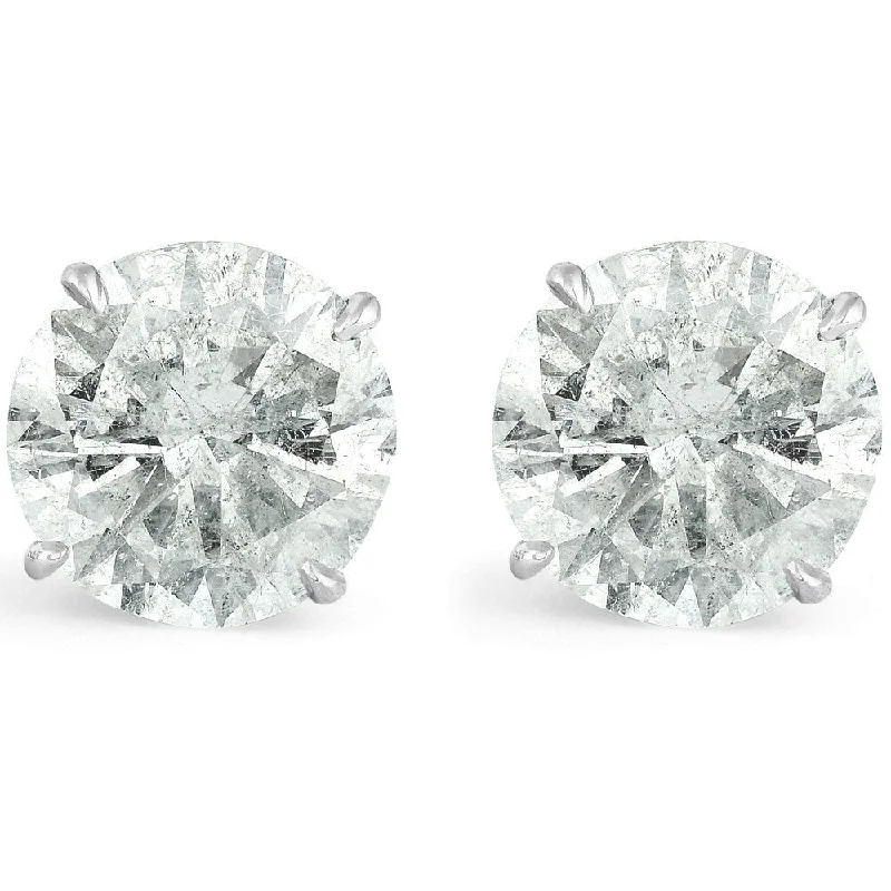 Light-carved earrings-Pompeii3 14k White Gold 6.08 Ct TDW Round Diamond Studs Clarity Enhanced