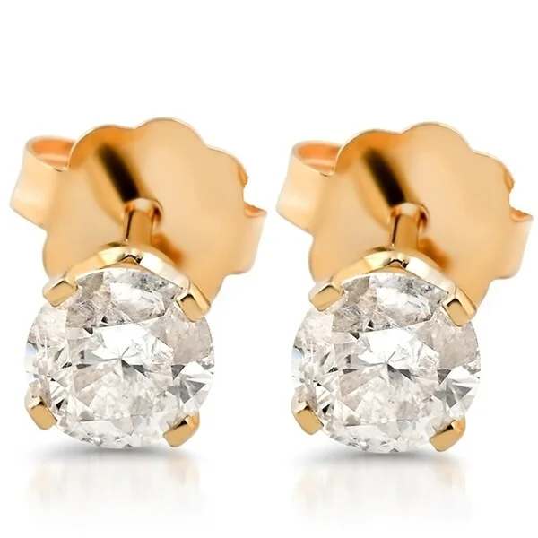 Suspended diamond earrings-Pompeii3 14k Yellow Gold 1/4ct TDW Diamond Studs - White