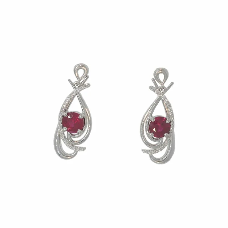 Dusk-cut earrings-Ruby and Diamond Dangle Earrings