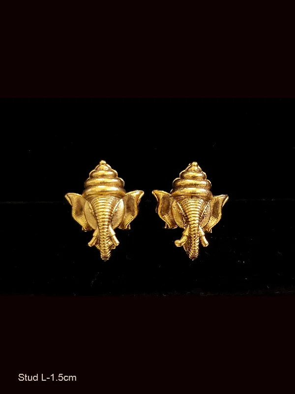 Rain gem earrings-Small ganpatiji face studs(1.5cm)