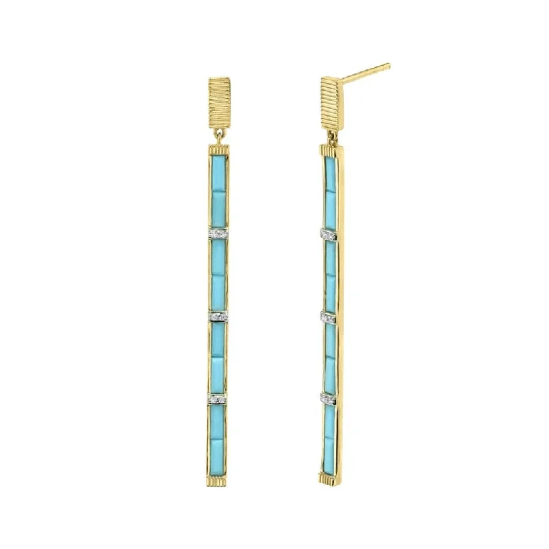 Scored hoop earrings-Turquoise and Diamond Drop Earrings