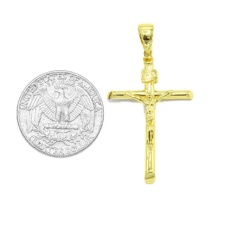 Glinting crystal earrings-STPM-161, Men Solid 925 Sterling Silver Cross Pendant-Gold or Silver color