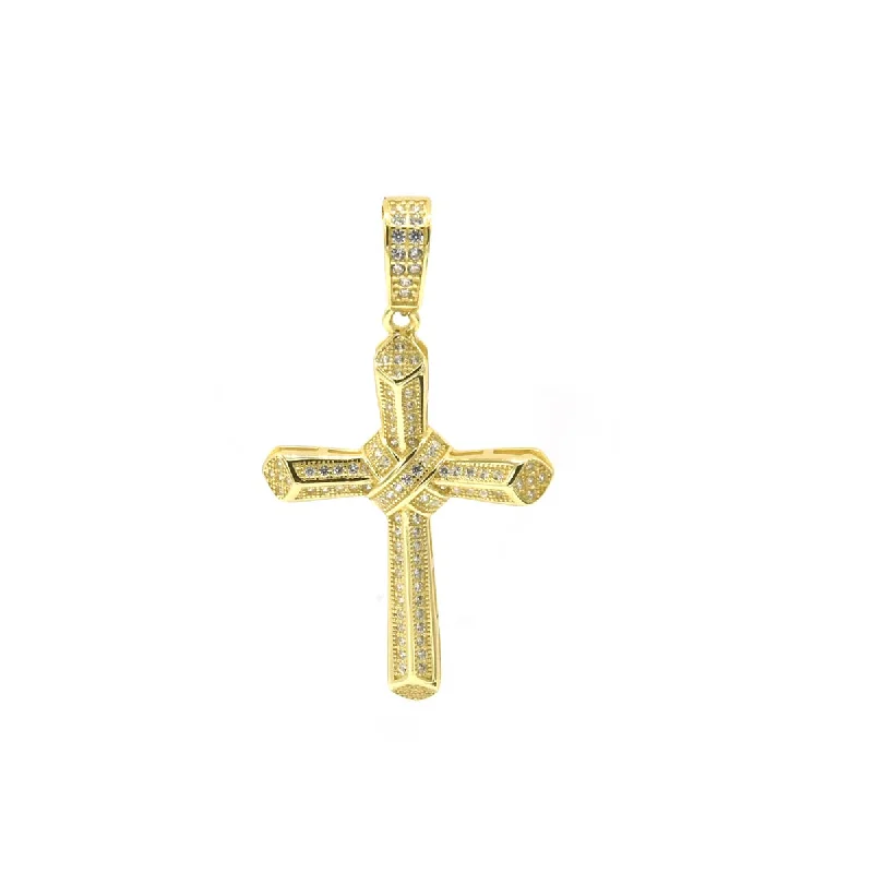 Low-profile cabochon earrings-STPM-22, Men and Women S925 Sterling Silver Icy Bling Bling Cross Pendant-Gold or Silver color