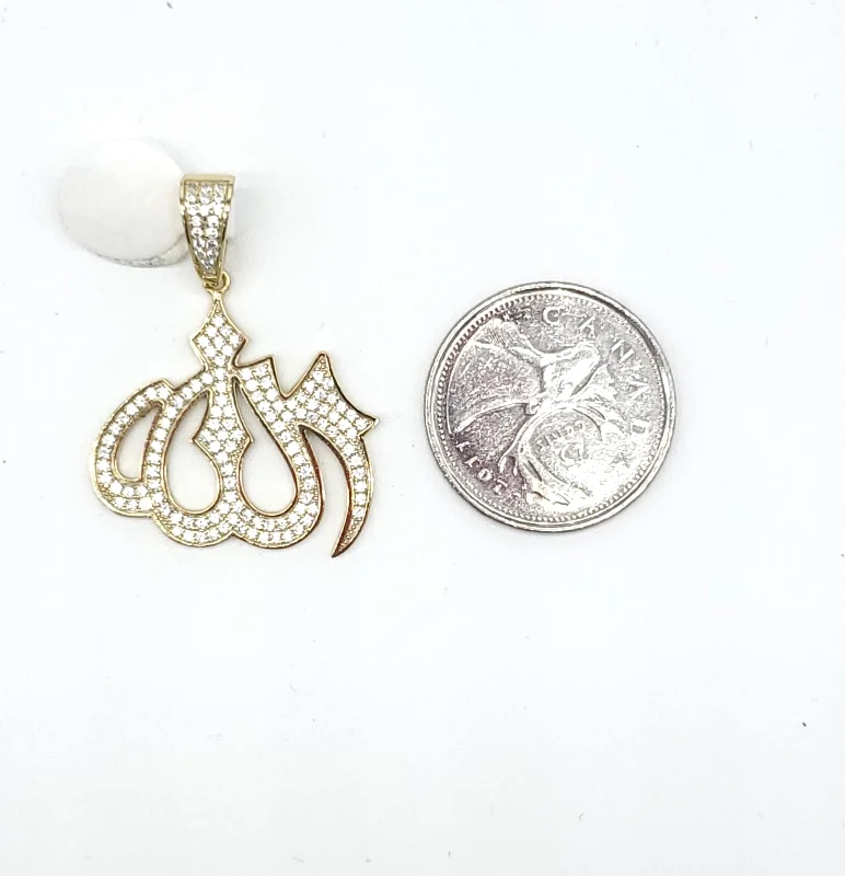 Sparkling silver earrings-STPM-283, Men and Women S925 Sterling Silver Allah Pendant- gold or silver color