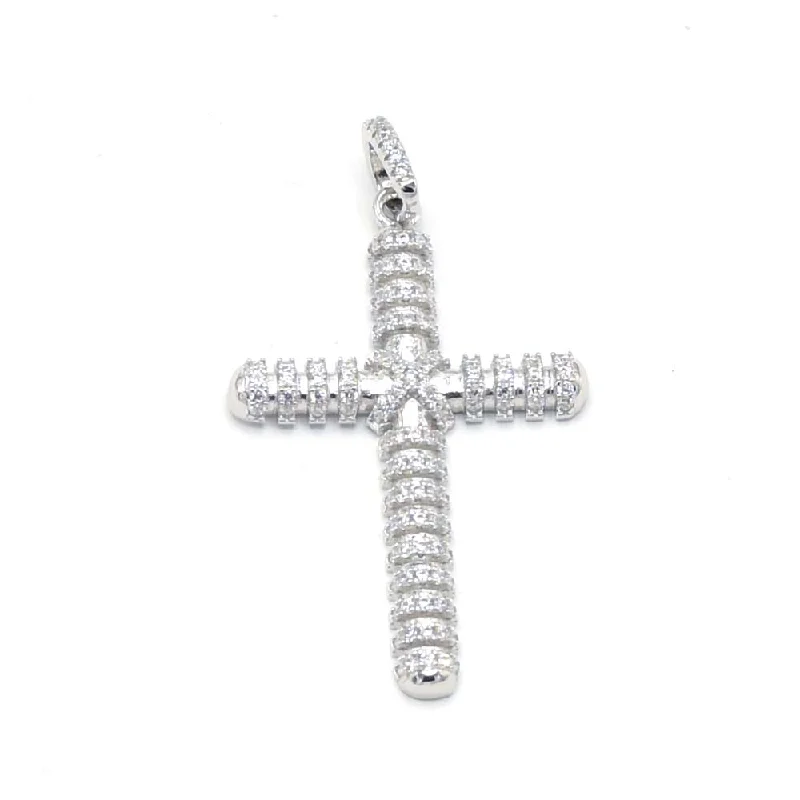 Worn nickel earrings-STPM-357, Men and Women S925 Sterling Silver Icy Bling Bling Cross Pendant-Gold or Silver color