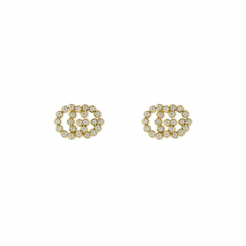 Winding design earrings-GG Running Stud Earrings with Diamonds