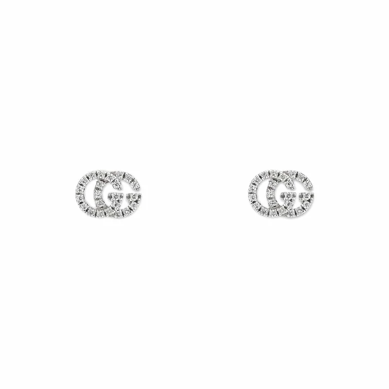 Scored hoop earrings-Diamond GG Running Stud Earrings